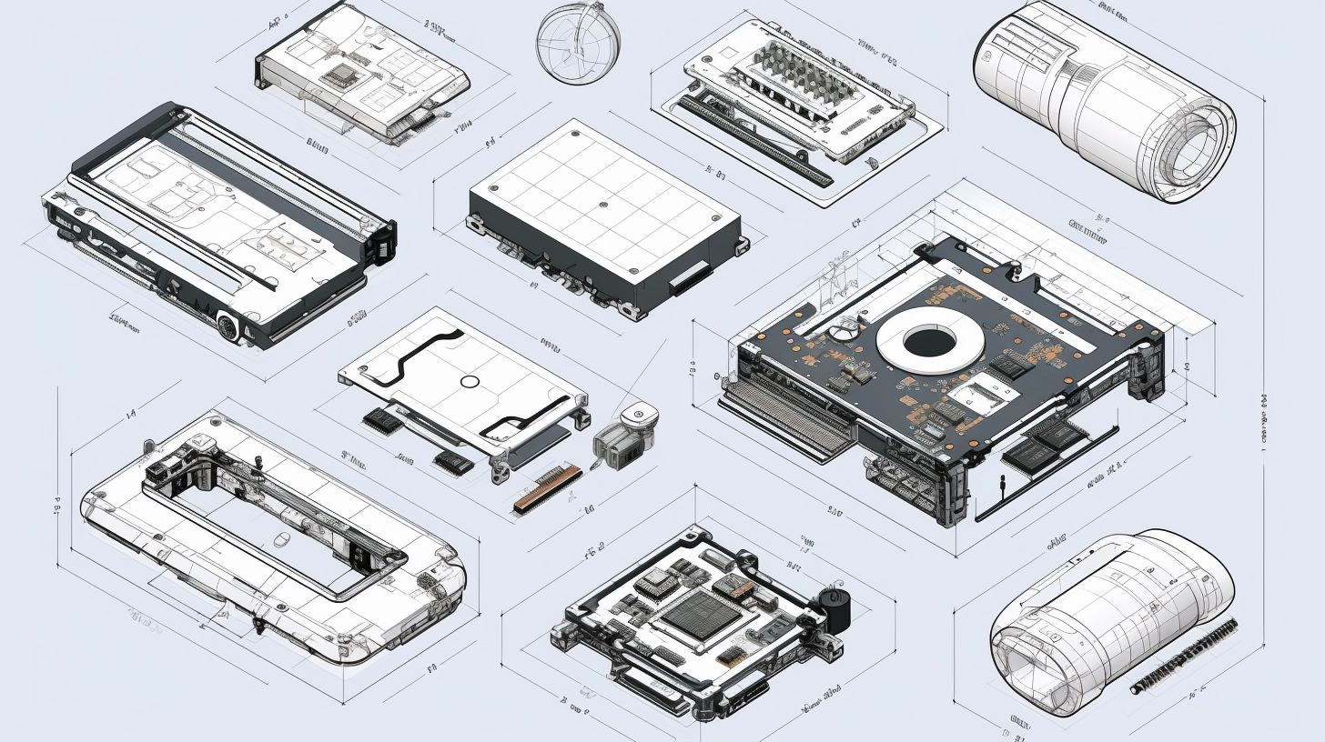 Illustration of a device being assembled on a production line
