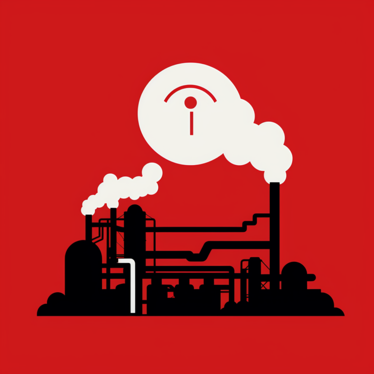 Illustration of workers in protective equipment watched by a safety camera